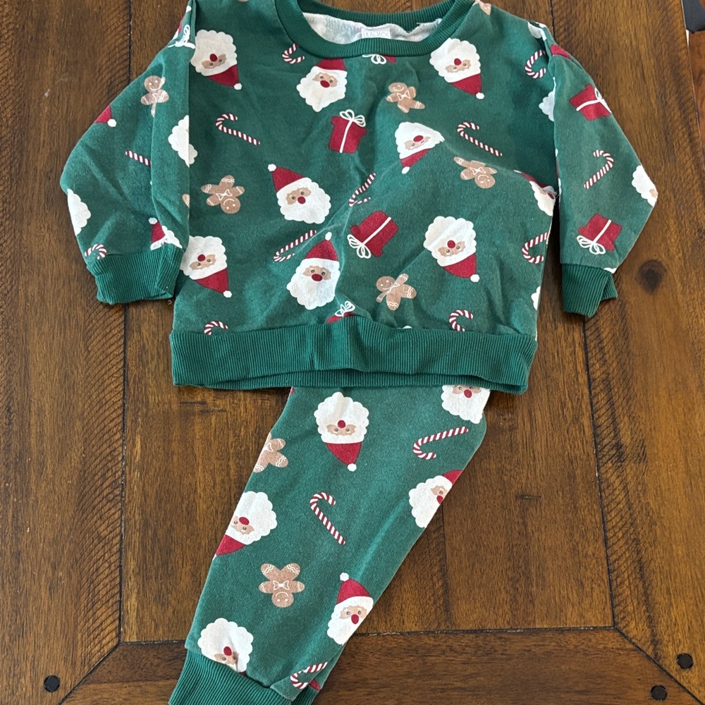 Festive Green Santa Kids Pajamas